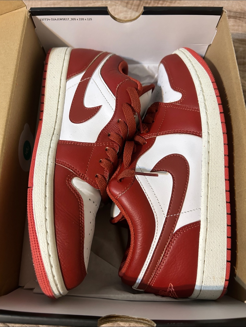 Nike Men’s Jordan 1 Low Sneakers - White & Red